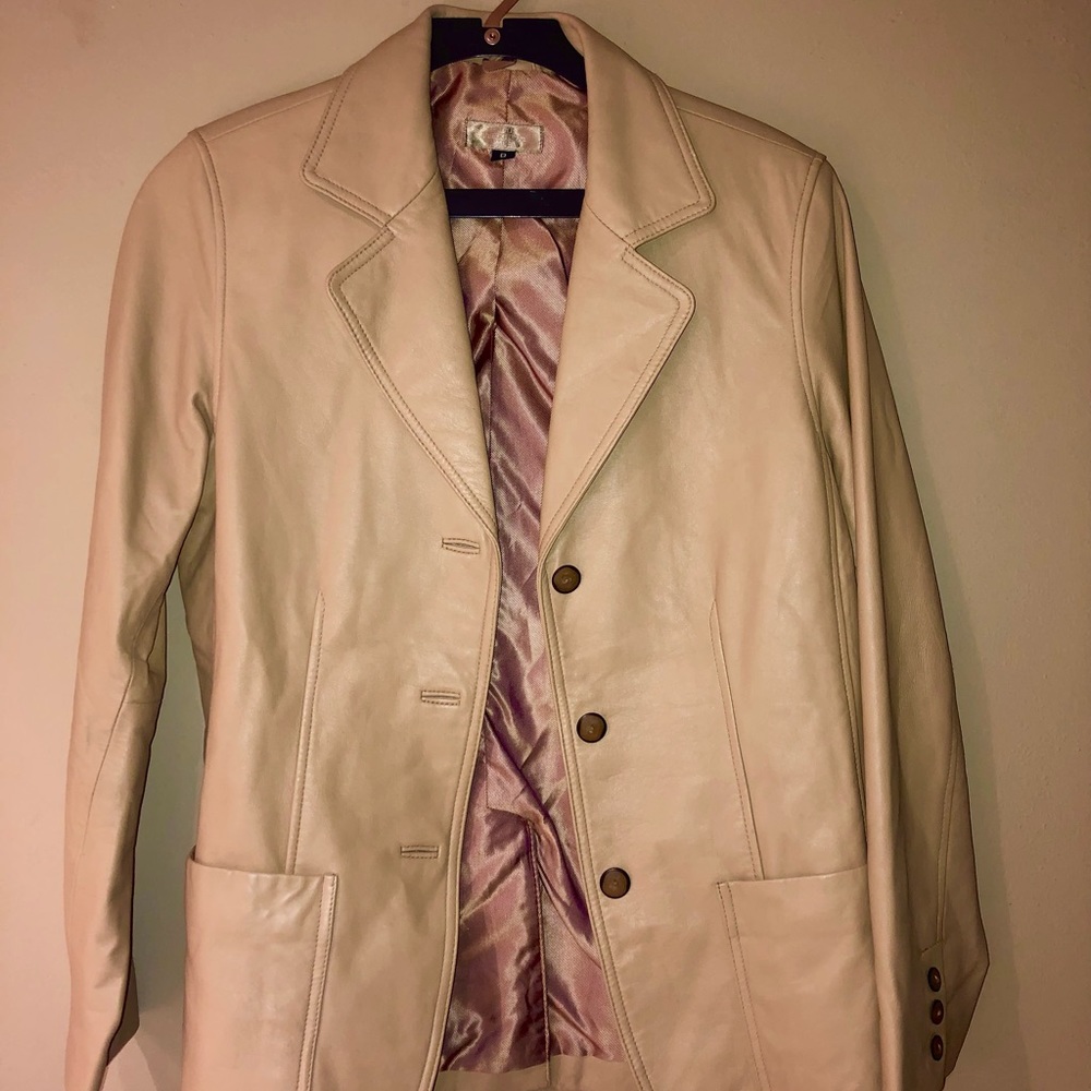 Real Leather Jacket. Light tan. Size 8. Bought in 1980s